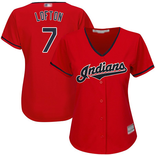 Indians #7 Kenny Lofton Red Women's Stitched MLB Jersey